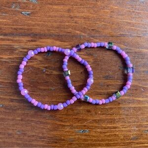 Purple Beaded Bracelet Set